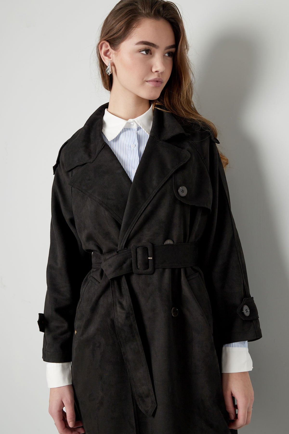 Classic Suede Trenchcoat Black