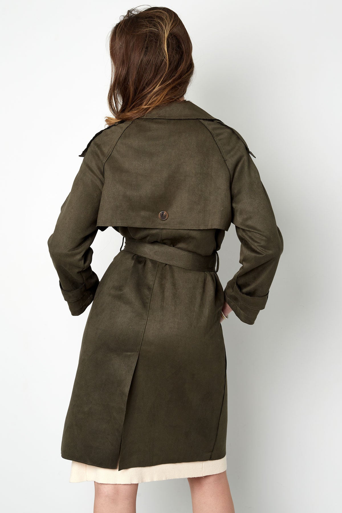 Classic Suede Trenchcoat Green