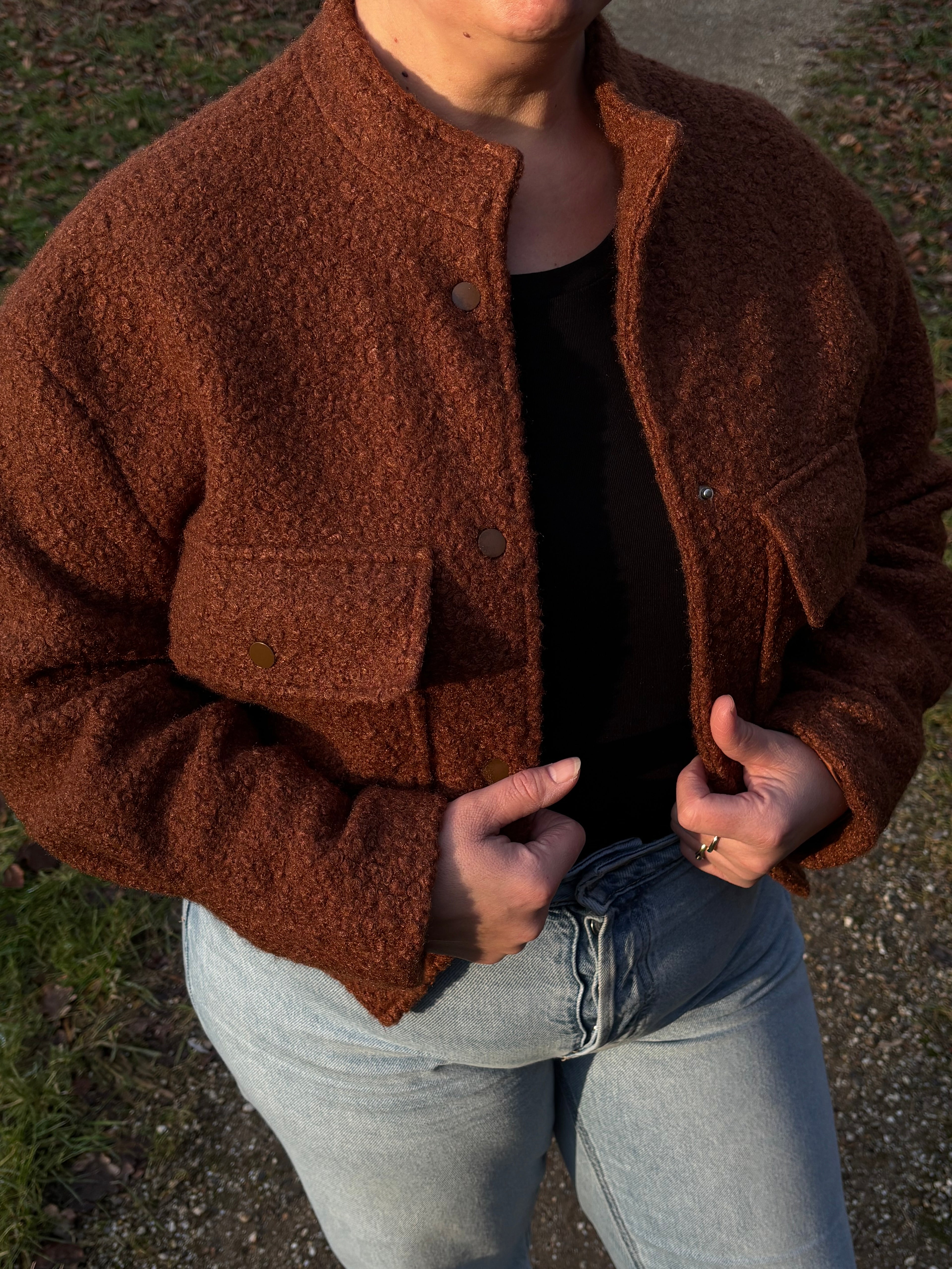 Teddy Bomber Jacket Brown