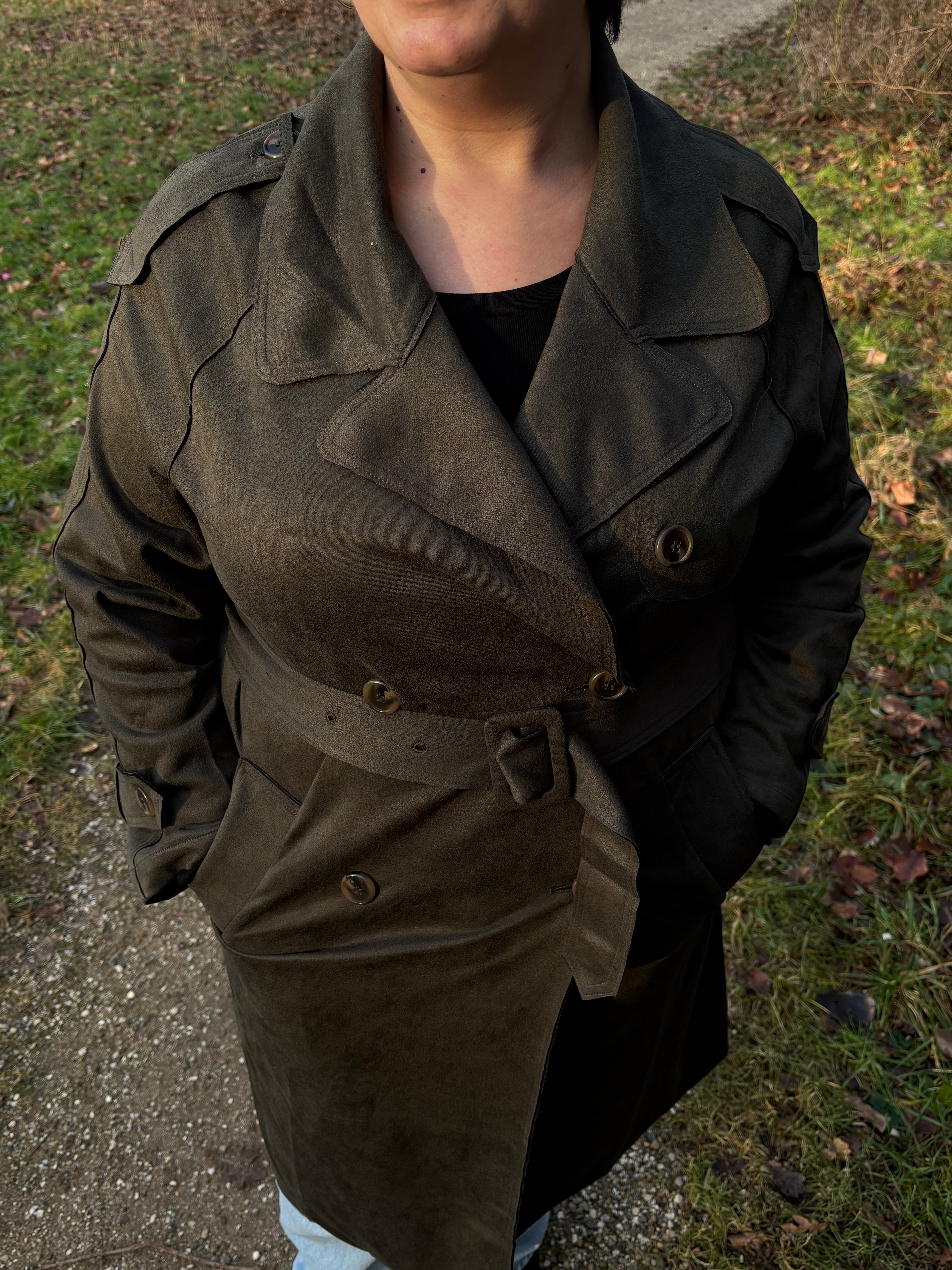 Classic Suede Trenchcoat Green