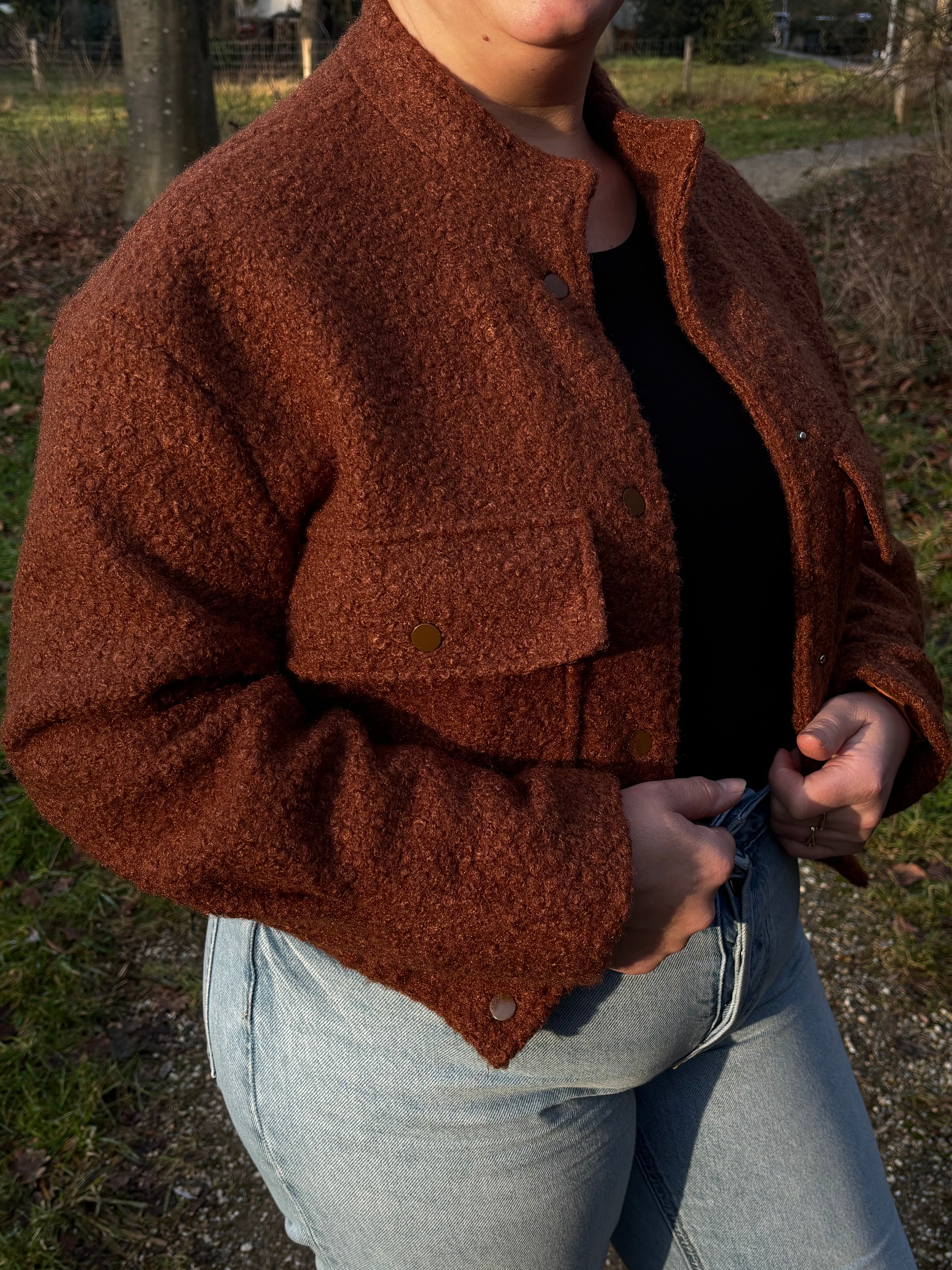 Teddy Bomber Jacket Brown