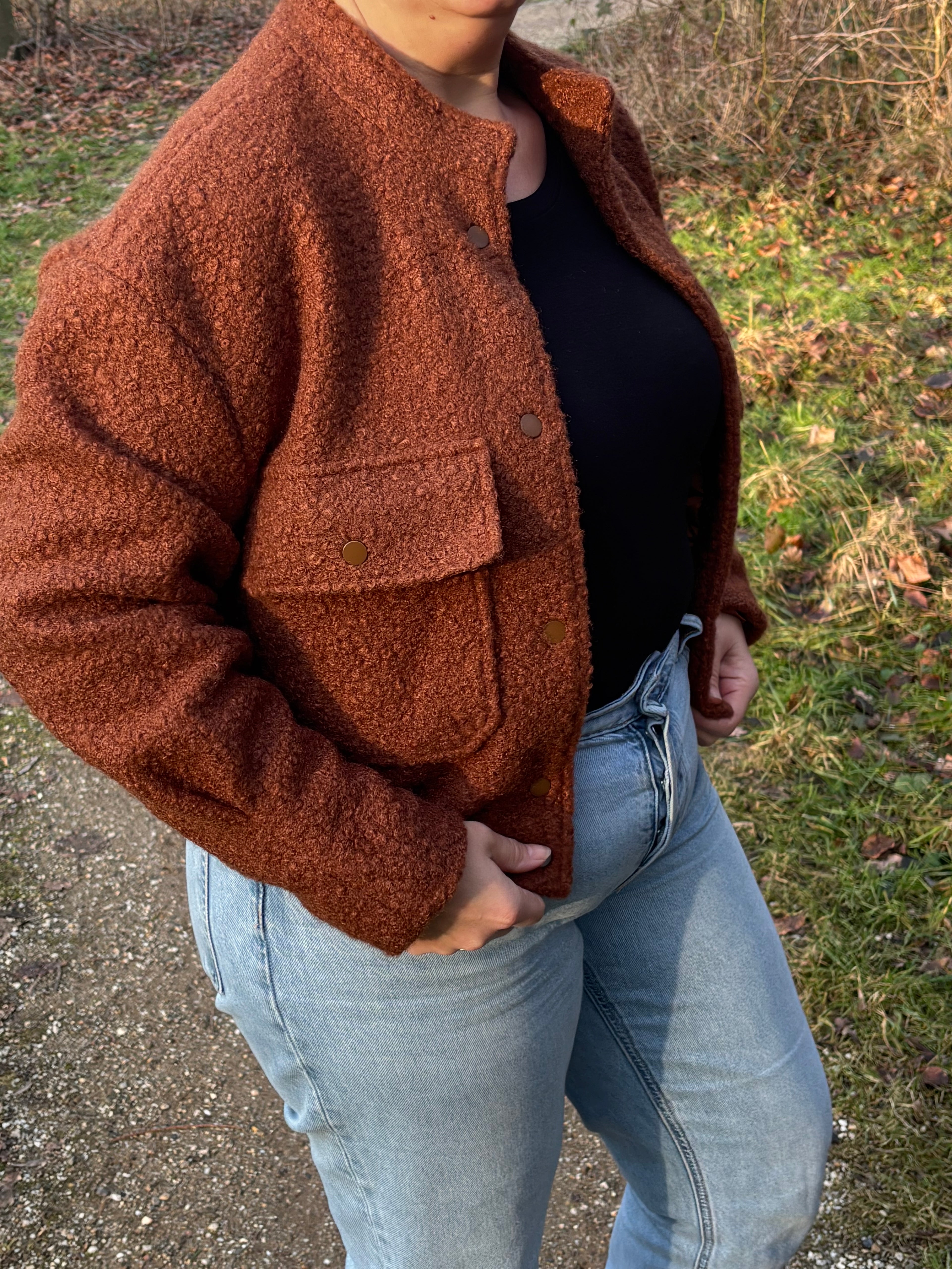 Teddy Bomber Jacket Brown