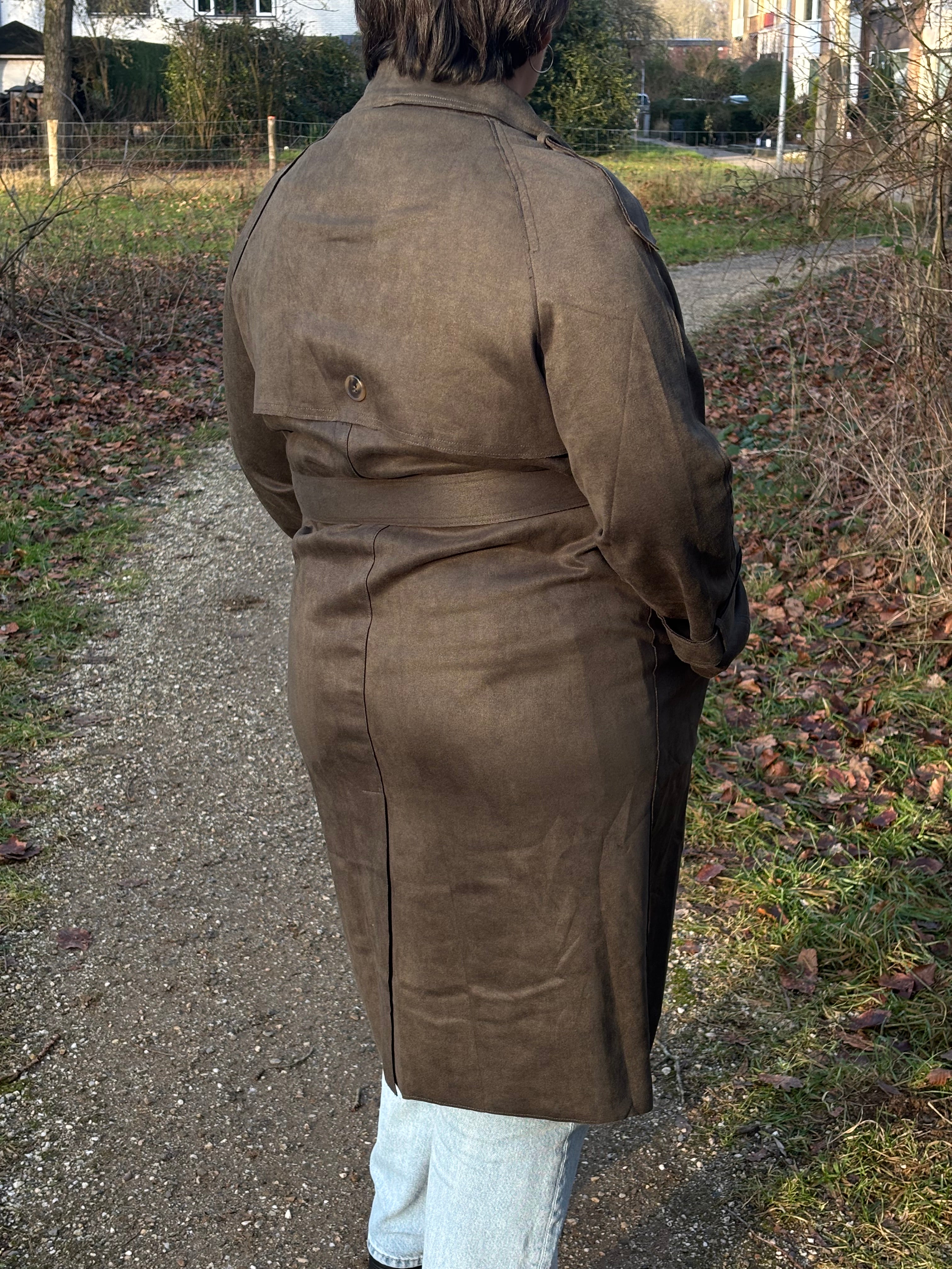 Classic Suede Trenchcoat Green