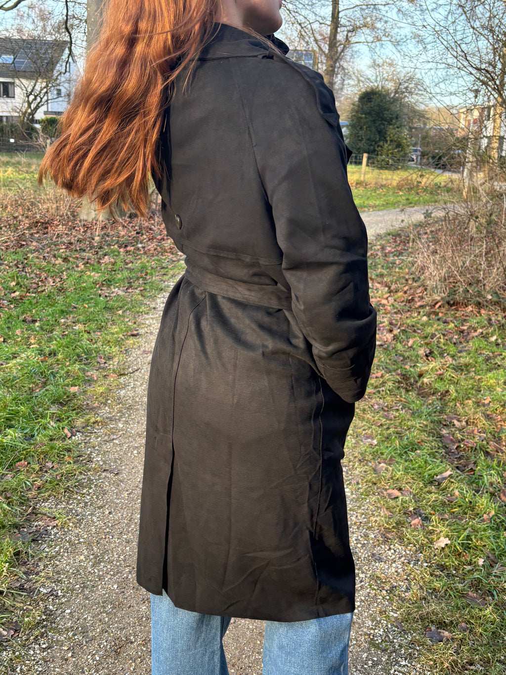 Classic Suede Trenchcoat Black