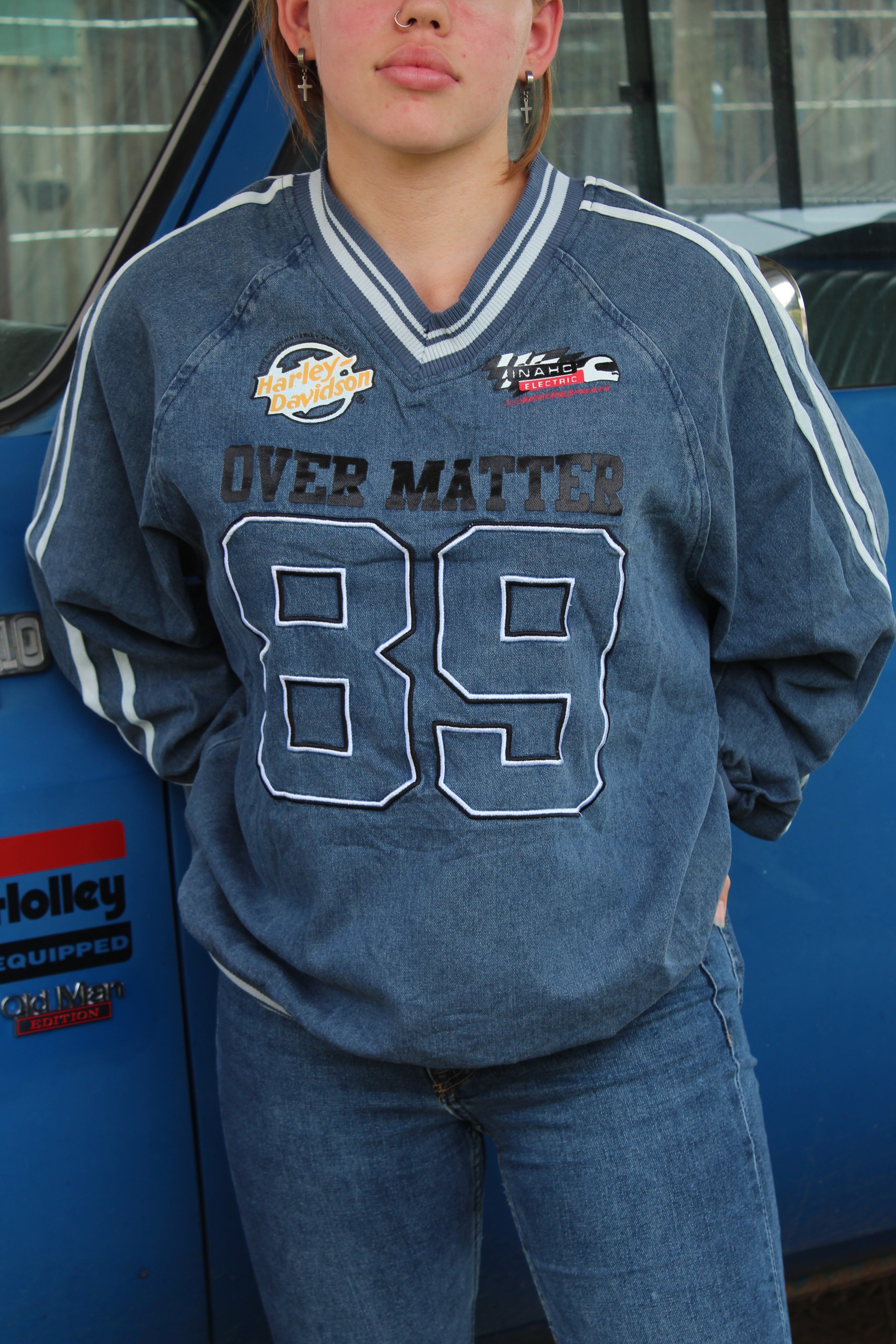 Motorsports denim jersey trui