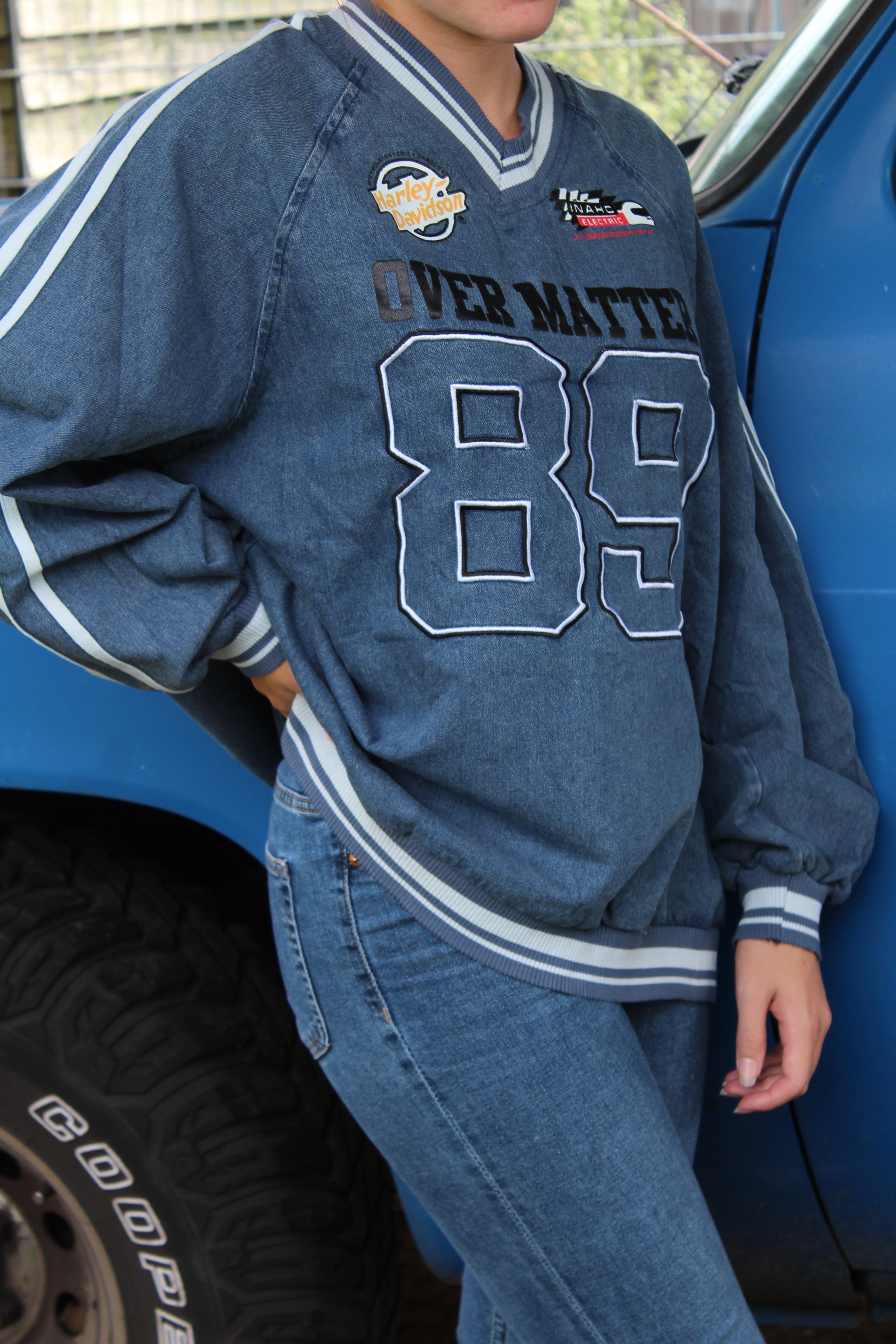 Motorsports denim jersey trui