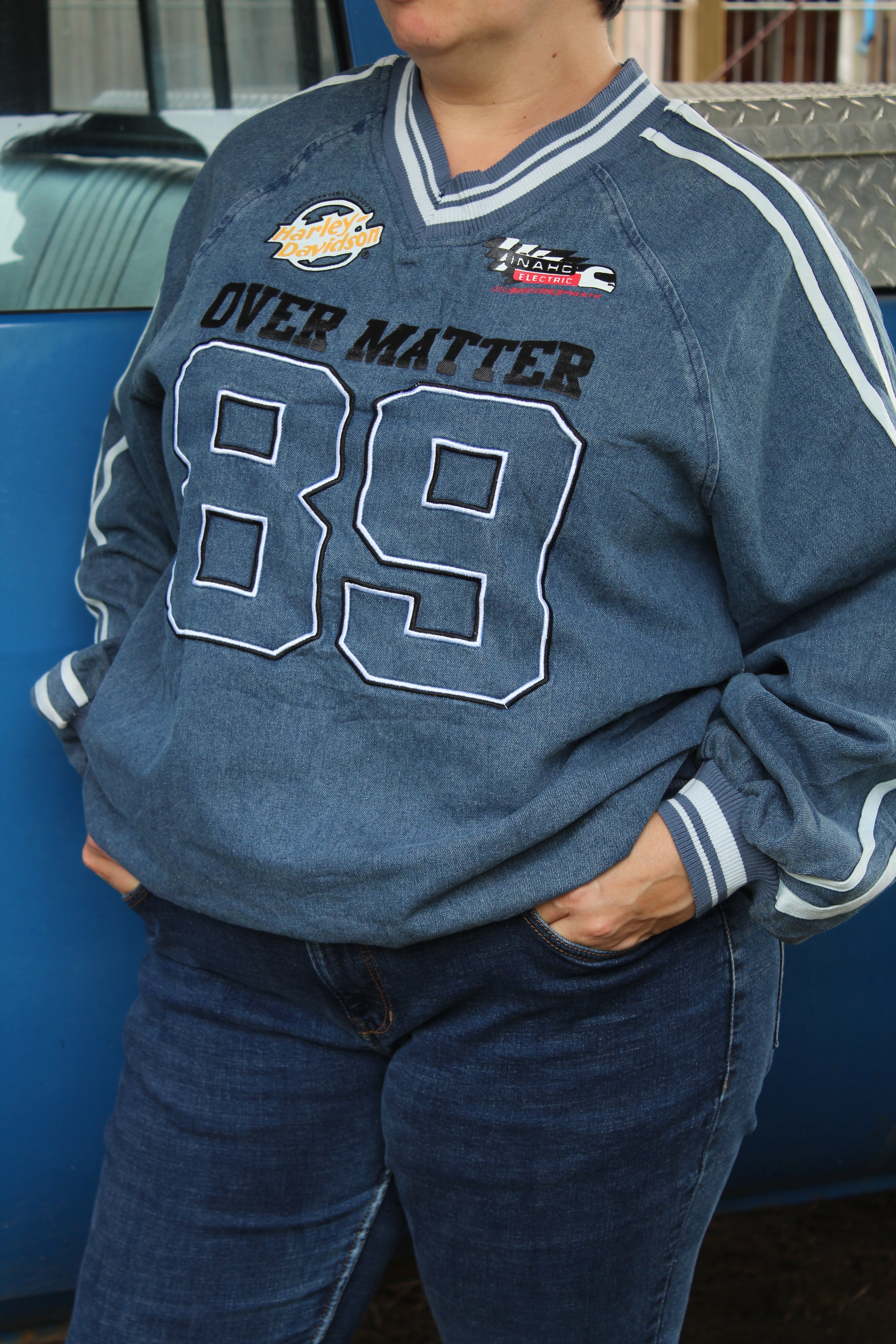 Motorsports denim jersey trui