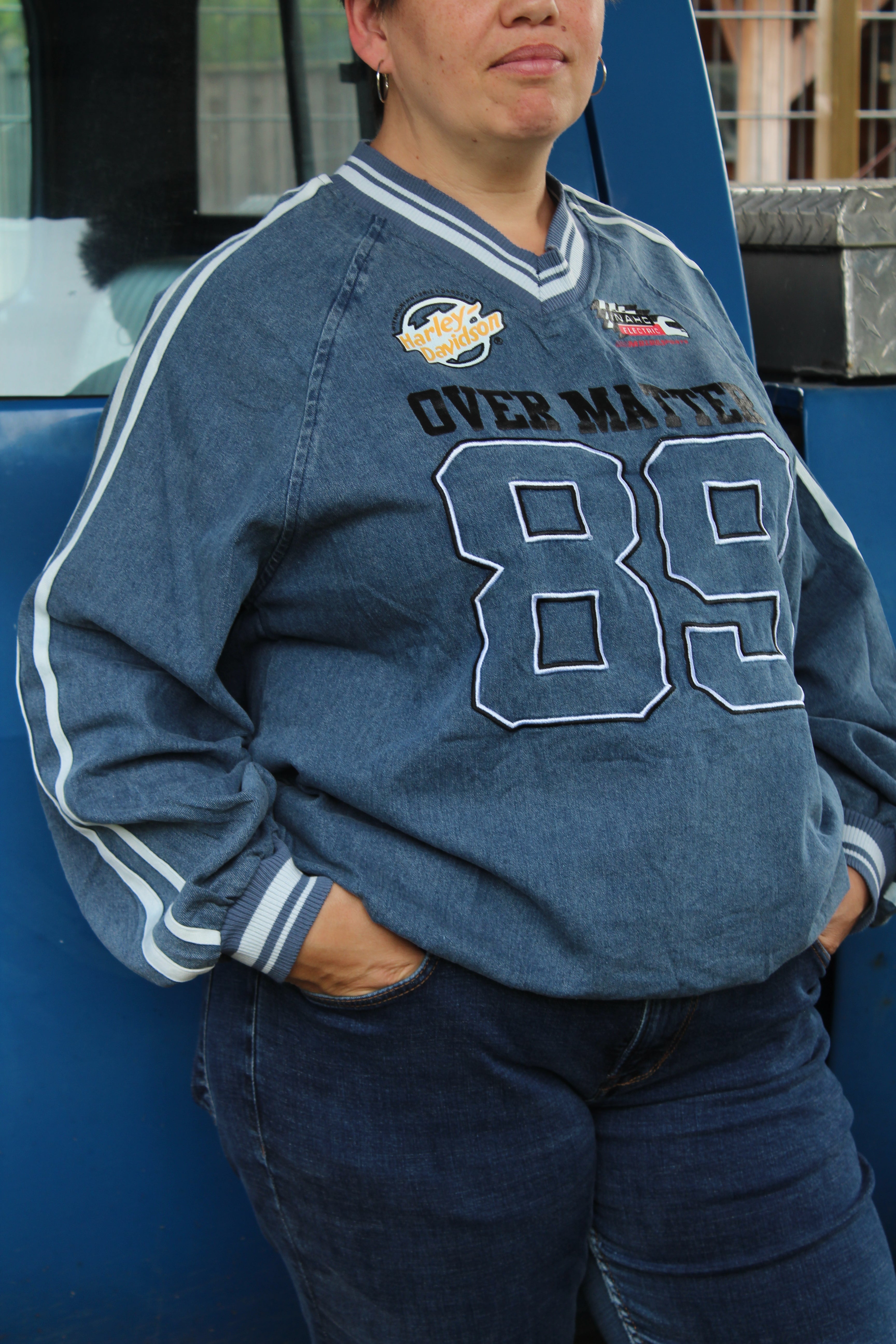 Motorsports denim jersey trui